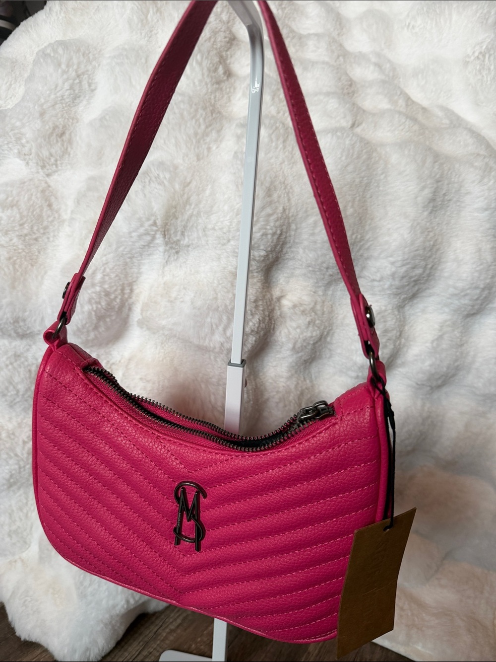 Steve Madden Quilted Shoulder Bag in Hot Pink